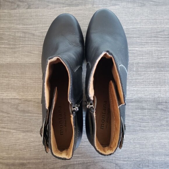 Montana Artisan Crafted Leather Ankle Boots Booties Black Size Women's 11 Buckle - Picture 7 of 12